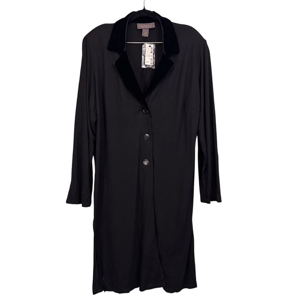 Designs & Co Lane Bryant Coat 18/20 Black Wool Velour Collar 3-Buttoned NWT USA